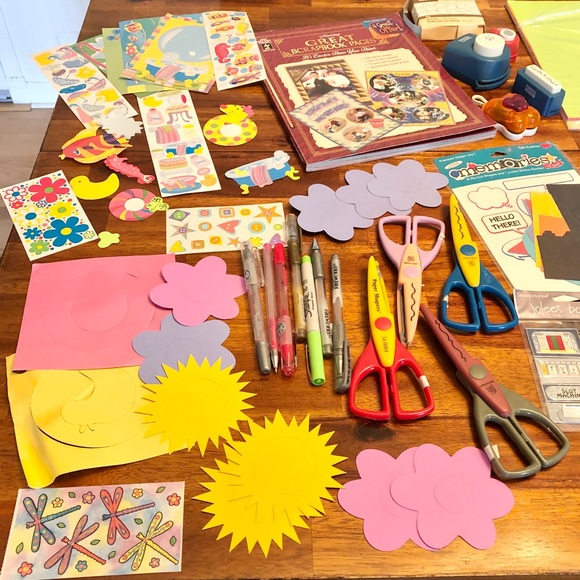 Scrapbooking Supplies With Clear Storage Container - Picture 1 of 8